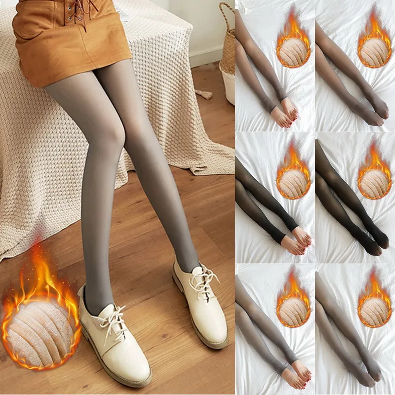 Womee‘s Cotton Chic Fur Tights,Faux Sheer Fleece Lined Tights Fake  Translucent High Waist Skinny,Slim Stretchy Warm Legging. : :  Clothing
