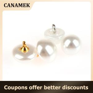 【 CANAMEK 】 10Pcs 10mm 12mm Mushroom Faux Plastic Shirt Semicircle Pearl Buttons Shank Button For Clothing Decorative Mini Sewing DIY