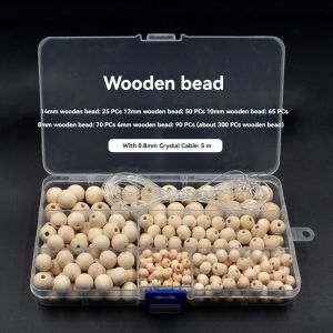 YATRN 300Pcs 6-14mm Wooden Beads Craft Making Stainable Unfinished Loose Beads Versatile Smooth Natural Round Beads DIY Jewelry Making Bracelets