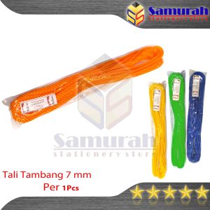 Tali Tambang Plastik Diameter 7 milimeter / Tambang Nylon ukuran lebar 7 mm panjang 9 meter 1 pcs warna / Biru - Kuning - Orange - Hijau