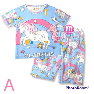 ชุดนอนเด็ก ผ้ายืด ยูนิคอน A & เป็ด WeLove ชุดนอนเด็กผู้หญิง ผ้านุ่ม ชุดเด็ก (KD106)