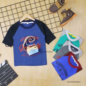 Kaos Reglan Distro Size Bayi - 6 Tahun / Baju Branded Anak Laki Lengan Pendek Polos Cowok Kualitas Import Murah