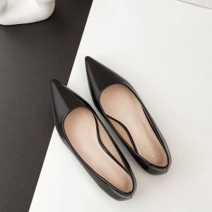 [Free Shipping] Black And White Shallow-Toe Flat Shoes With A Slight Heel New Style Soft Sole Comfortable To Wear