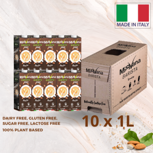 Exp Date: 20/02/2026 | นมอัลมอนด์ Mirvana Barista 10 แพ็ค กล่องละ 1 ลิตร - ปราศจากนม ปราศจากกลูเตน ปราศจากน้ำตาล ปราศจากแลคโตส จากพืช - นำเข้าจากอิตาลี