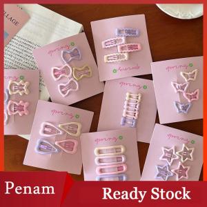 [PAM] 4Pcs set Pink Simple Heart Star Hair Clips For Girls Cute Hairpin Barrettes Fashion Accessories Gift