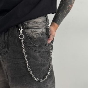 LUMINOU Hip Hop Pants Wallet Chain Punk Y2K Hipster Jeans Chain Fashion Goth Metal Trousers Chain For Women Man