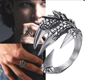 [สินค้าดีที่สุด บ้านสาวน่ารัก ]แหวนเปิดมังกรพังก์ผู้ชายแหวนแต่งงานโลหะผสมสังกะสีเครื่องประดับแหวนฮาโลวีนผู้ชาย
