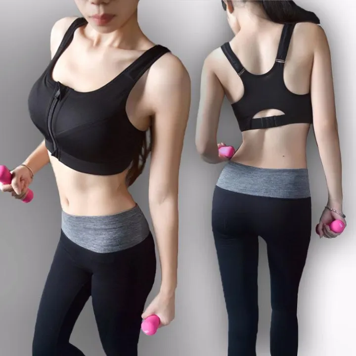 SPORT BRA RESLETING ZIPPER DEPAN IMPORT BRA SENAM FITNESS YOGA LARI -  Hitam, M di Soccer Corner Shop | Tokopedia