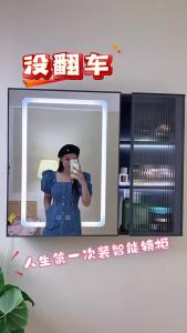 [OKLIFE. SG]Smart Bathroom Vanity Mirror Cabinet Modern Bathroom Mirror with Open Shelf with Storage Rack