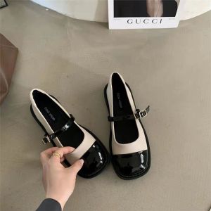 Single Shoes Women Flat Low-Heel Mary Jane Womens Shoes Scoop Shoes Gentle Style Small LeatherShoes