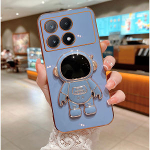 Soft Case Xiaomi Poco X6 X7 M6 Pro 4G 5G Casing Silikon Dudukan Lipat Astronot Plating Handphone