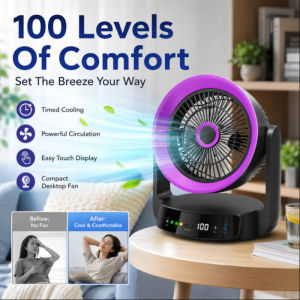 100 Speed Desk Fan Timer Fan Quiet Table Fan Portable Circulating Fan Oscillating Desktop Fan 100 Adjustable Speeds Timer Bedroom Office Personal Fan