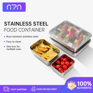 Nipiin 4Pcs Stackable Fridge Organizer Set Stainless Steel Airtight Containers Clear Lids For Meal Prep Fruit Vegetable Storage