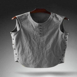 Áo Đũi Nam Sát Nách Dáng Rộng Phong Cách Cổ Điển Thời Trang Mùa Hè Cổ tròn Menswear Jean Top [ADN]
