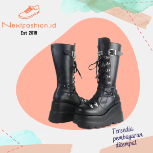 Sepatu Boots chunky Panjang Wanita Hak Tinggi Fashion 291 Nextfashion