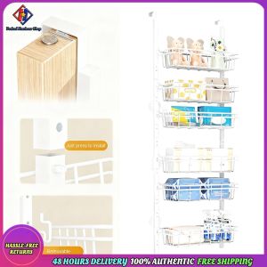 Vodool 6-Tier Over The Door Pantry Organizer No Drill Metal Door Storage Rack