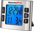 ThermoPro TM02 Digital Kitchen Timer with Dual Countdown Stop Watches Timer/Magnetic Timer Clock with Adjustable Loud Alarm and Backlight LCD Big Digits/ 24 Hour for Kids Teachers. 
