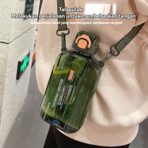 Botol Air Minum Portable Olahraga 750ml Berbentuk Persegi Dan Mudah Dibawa Pakai Tali BPA Free