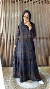 LYBEL SET HIJAB RAYON VISCOSE GAMIS ZARA WANITA  SYARI VIRAL/DRESS SILANG ETNIK