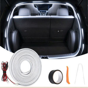Premium Silicone Car Boot LED Strip 4M Flexible Trunk Ambient Light Tool Free Installation Automatic Turn On Off Flowing Steady Modes Vehicles Auto Accessories