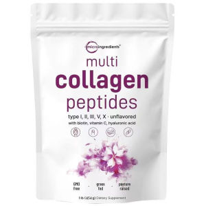 Multi collagen peptides powder 454g Joints with Biotin HA Vit C hydrolyzed คอลลาเจนผง 5 Types บํารุงผิวหนังผมเล็บกระดูกอ่อนและการไหลเวียนโลหิต ช่วยให้ผิวกระชับ