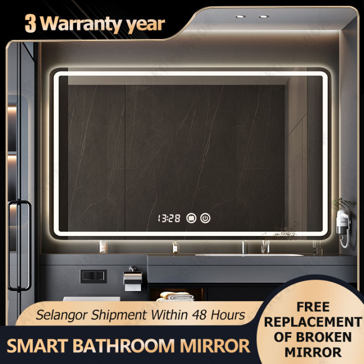 smart LED Bathroom Mirror with light Decorative Wall Mounted antifogging Rectangle Frameless