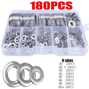 Flat Washers 304 Stainless Steel M3 M4 M5 M6 M8 M10 Flat Washer Plain Gasket Spacers Kit