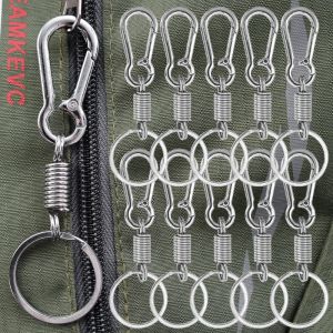 10/5/1pcs Retractable Spring Key Chain - Stainless Steel Gourd Buckle Carabiner Keychain - Waist Belt Clip Keyring - Key Carabiner Hook Metal Flat Key Rings