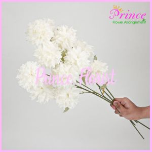 BallMan Panjang Bunga Pompom Dandelion Krisan Bulat Flower Isi 3 Kelopak Tangkai Panjang 65cm Artificial Hiasan Pesta Pernikahan Dekorasi Bucket Rumah Ruang Tamu Kamar Cafe Hotel Premium Import Berkualitas Artifisial
