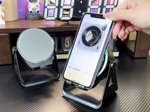 5in1 Bluetooth 5.3 Induction Speaker with Phone Stand RGB Light Portable Wireless Speaker 1200mAh TF Card Support