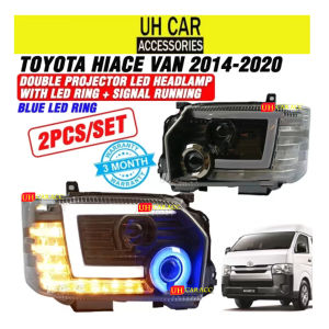 TOYOTA HIACE VAN 2014-2020 DOUBLE PROJECTOR LED HEADLAMP WITH LED RING+SIGNAL RUNNING