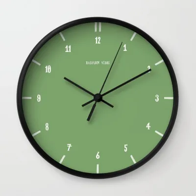 jam dinding jam hijau mint dengan angka diameternya 20cm