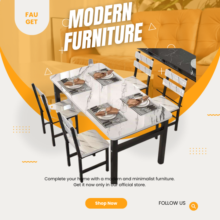 Ellie Furniture Dinning Table Set with 4 chairs Home Restaurant Dinning