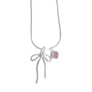 Elegant Heart Bowknot Necklace Decoration for Women Fashion Alloy with Long Time Use and Comfortable Wear
