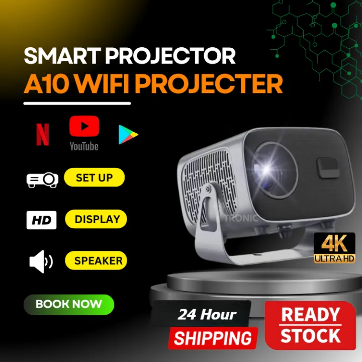 Smart Projector A10 Android 11 Projector Mini 4K LCD Projector 5G Dual WiFi Ultra HD 1080P Home Mobile Notebook Video Monitor Mirror Phone