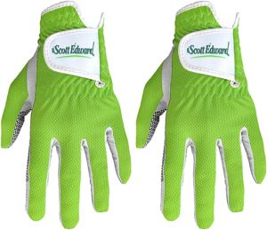 Scott Edward 2-Pack Mens Golf Glove Universal Fit No-Slip Breathable Soft Washable Worn on Left Hand Green