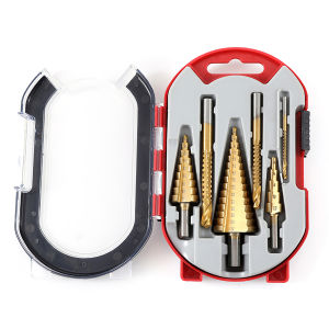 ดอกสว่านเจดีย์ ดอกสว่านหกเหลี่ยม สว่านไร้สาย ดอกสว่าน 6pcs HSS StepDrill เจาะรู เครื่องมือช่างไม้ สว่าน ดอกสว่าน เคลือบไทเทเนียม ขนาด 4-32 มม