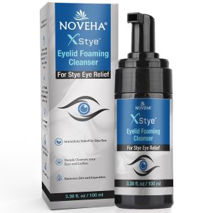 NOVEHA XStye Eyelid Foaming Cleanser - Fast Stye Eye Relief - Formula With Tea Tree Oil - Daily Eyelid and Eyelash Wash For Stye Eyes Eyelash & Skin Dryness (3.38 fl oz) - 100mL
