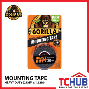 Gorilla Double-Sided Mounting Tape (Black) - Instant Hold/Permanent Bond/Grips Rough Surface/Indoor & Outdoor/Industrial Strength/Decorate - Organize - Repair (25MM X 1.52MM)