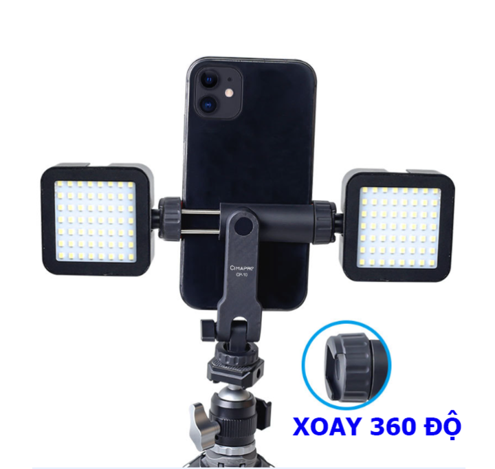 Kẹp điện thoại CP-10 xoay 360 độ có 2 ngàm coldshoe gắn phụ kiện chụp ...