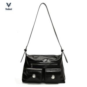Shoulder Bag for Women with Multi Pocket Underarm Bag PU Leather Adjustable Strap Retro Handbag Zipper Hobo Bag[Vodool Shophouse]