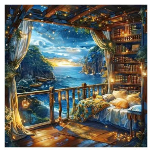 Beautiful Seaside Natural Landscape 5D DIY Full Round Diamond Painting Kit Rhinestone Mosaic Wall Art Bedroom Living Room Decor Craft Gift Lukisan Berlian