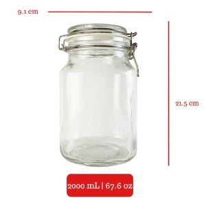 HERMETICO JAR 2000 mL | Toples Kaca Tutup Kait | Jar Kaca Cantik