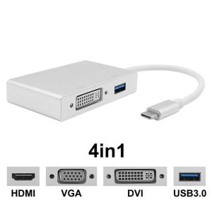 Type C To HDMI Adapter HuDieM USB-C (Type C) To HDMI DVI VGA Multiport Adapter With USB 3.0 HUB