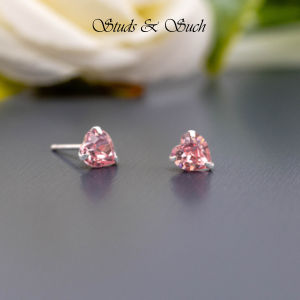 [Studs & Such] 925 Silver Stud Earrings With Genuine Heart Austrian Crystal