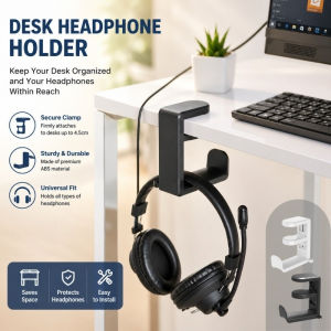 360° Rotation Headphone Stand Holder Under Desk Desk Edge Headset Stand Adjustable Headphone Hook