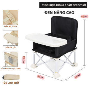 Ghế Ăn Dặm Gấp Gọn Beige phong cách Hàn Quốc cho bé đi du lịch có thể gấp gọn