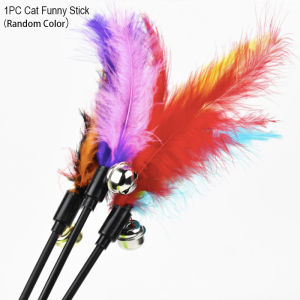 Gậy Gậy Vui Nhộn Cho Mèo Đồ Chơi Gậy Lông Vũ Chuông Tương Tác Cho Thú Cưng Đồ Chơi Gậy Đuổi Bắt Mèo Con