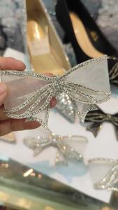 [Free Shipping] High-End Minimalist Style Sparkling Mesh Rhinestone Bow Shoe Flower Corsage For WomenS Bags Versatile DIY Shoe Decoration With Bright Rhinestones