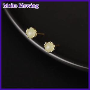 Moito Chinese Style Retro Imitation Small Stud Earrings For Women Exquisite Green Round Bead Earring Elegant Jewelry Gift